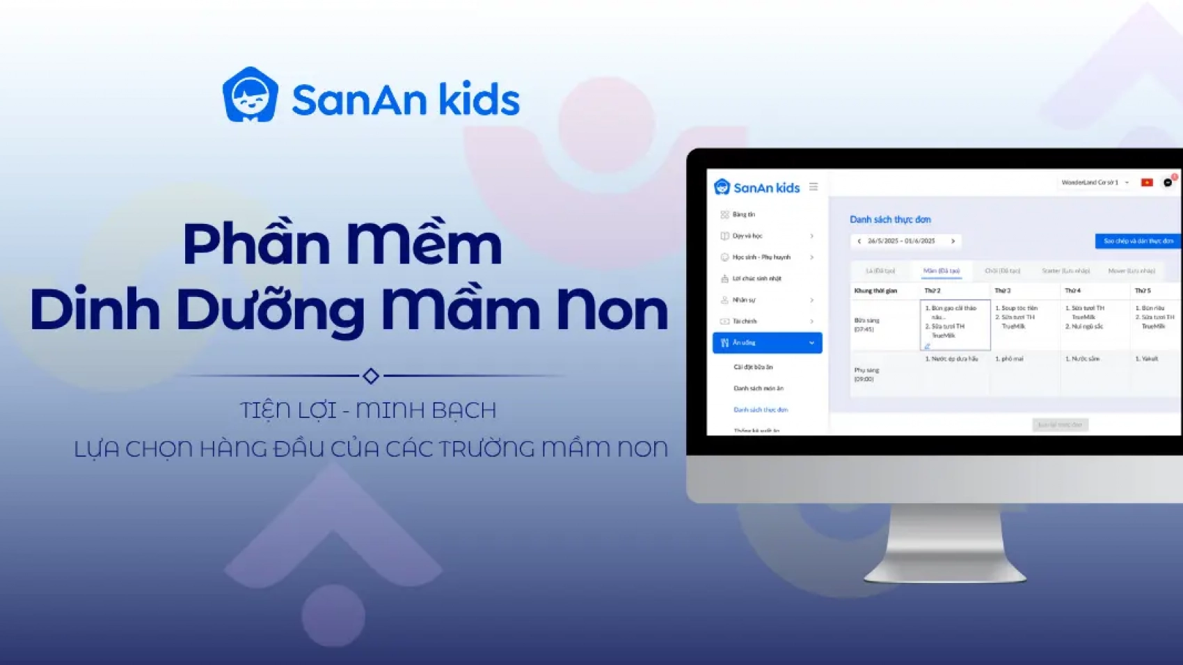 Phần mềm dinh dưỡng mầm non